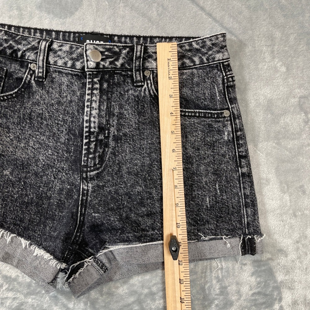 Paige Jean Shorts 29 Sarah Short Black Acid Wash High Rise Raw Hem Denim - Picture 2 of 7